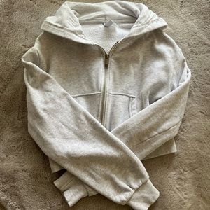 H&M Cropped Zip Up Jacket | Light Heather Grey Size Small